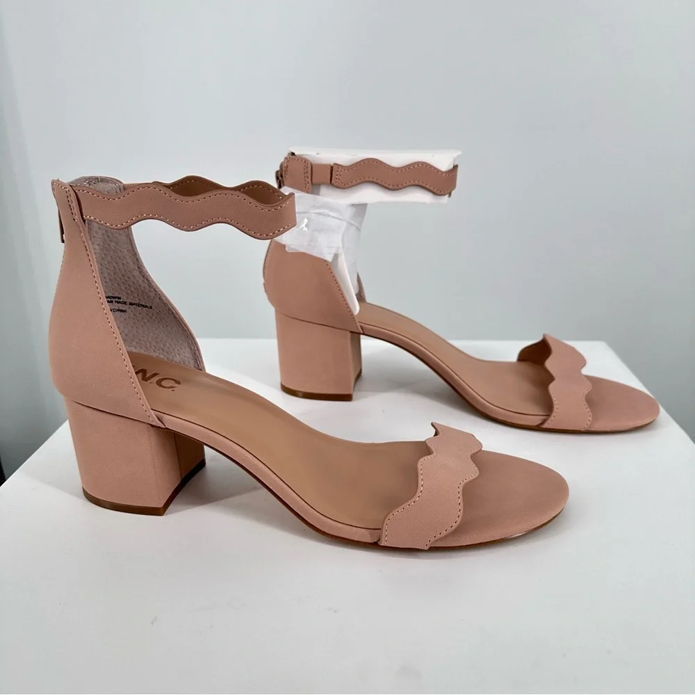 I.N.C. Hadwin Scallop Two-Piece Sandals in Pink Bloom size 12 Ankle Strap